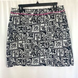 Vintage Y2K Charter Club Women’s 14 Mini Short Skirt Floral Black White 90s